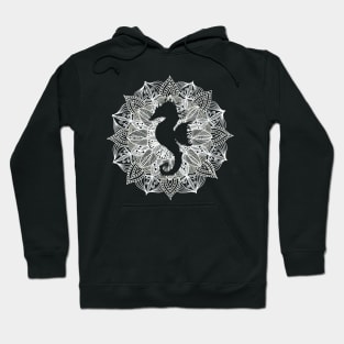 White Mandala Circle Seahorse Hoodie